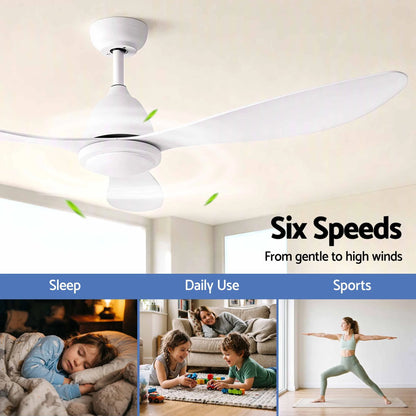 Devanti 48" Ceiling Fan with LED Light Remote Control DC Motor White - Image 4