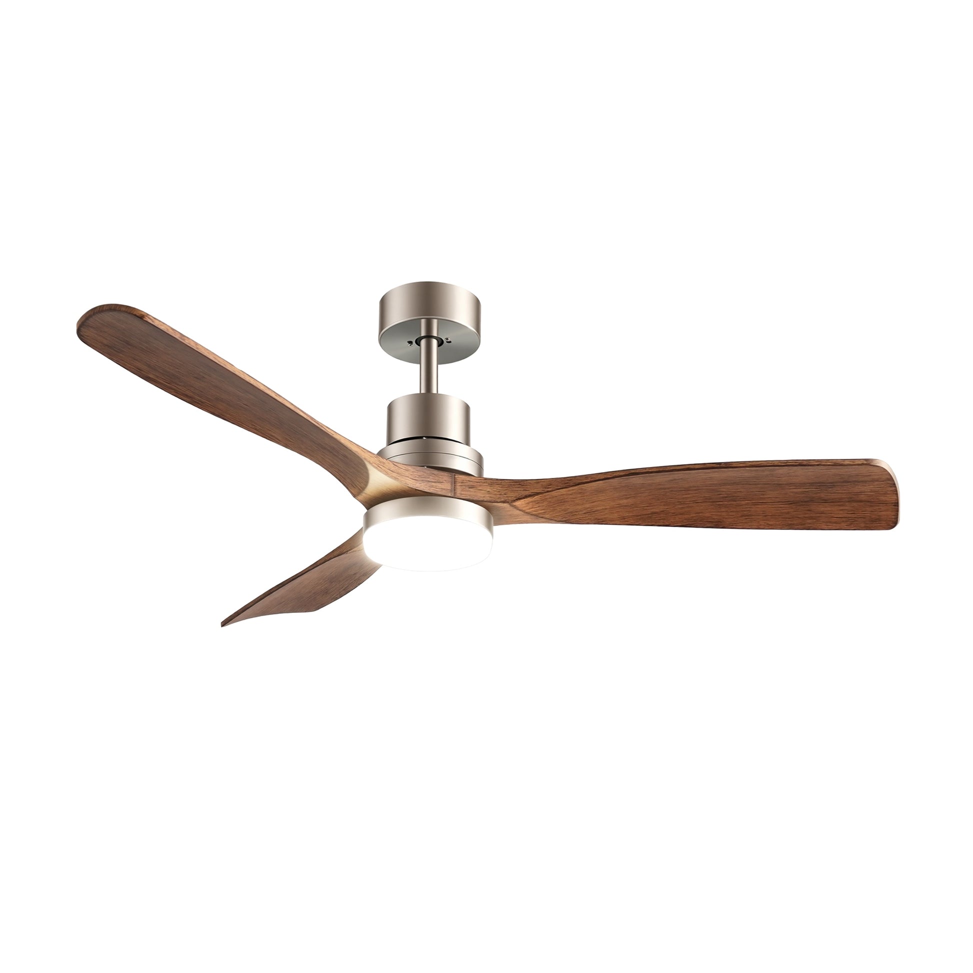 Devanti 52" Ceiling Fan with Light Remote Control DC Motor Smart App Timber Blades Brown - Image 2