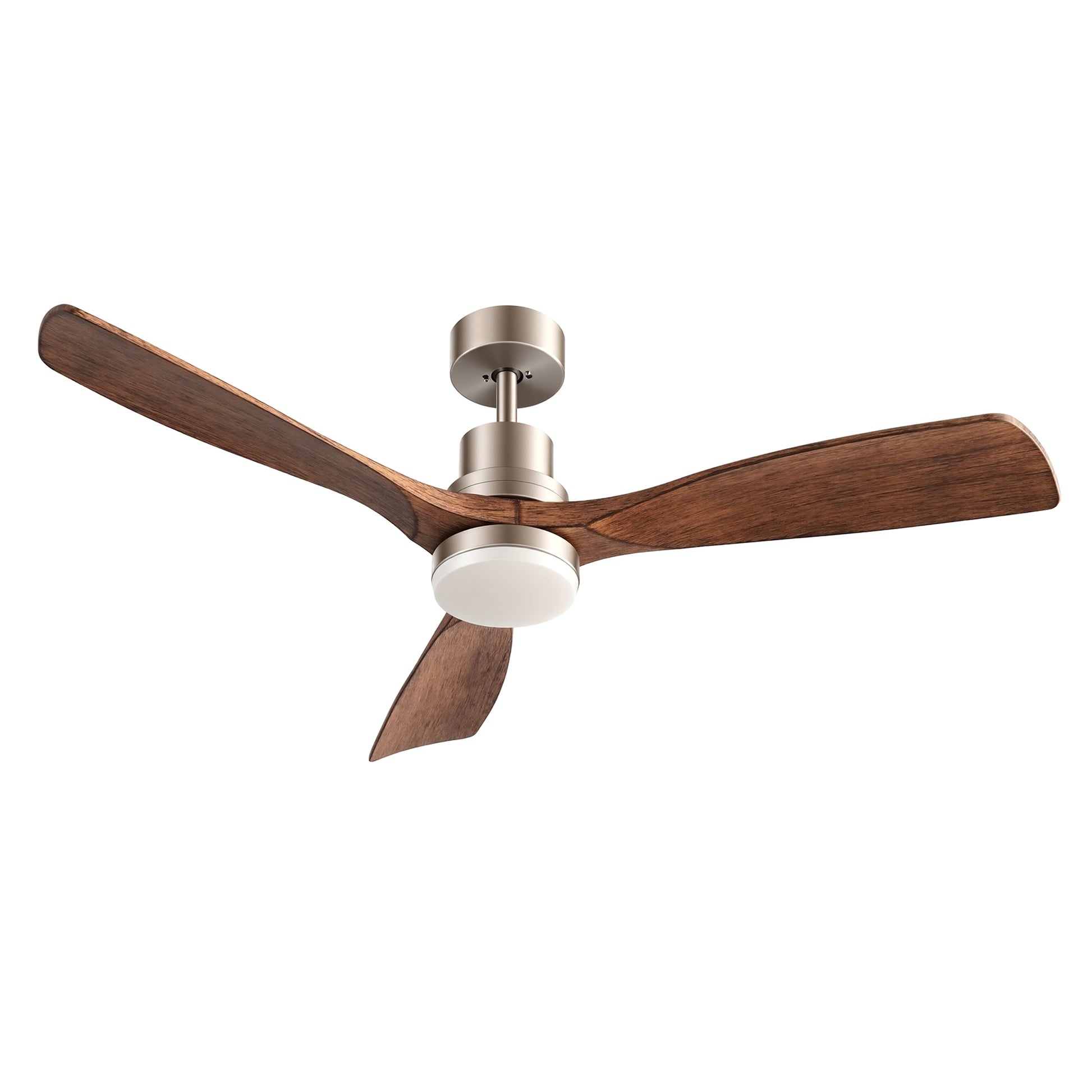 Devanti 52" Ceiling Fan with Light Remote Control DC Motor Smart App Timber Blades Brown - Image 4