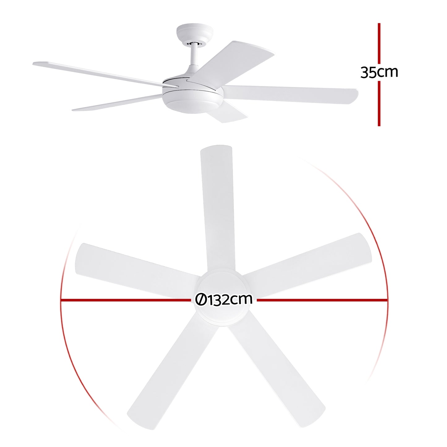 Devanti 52'' Ceiling Fan 5 Blades DC Motor w/Light w/Remote White - Image 2