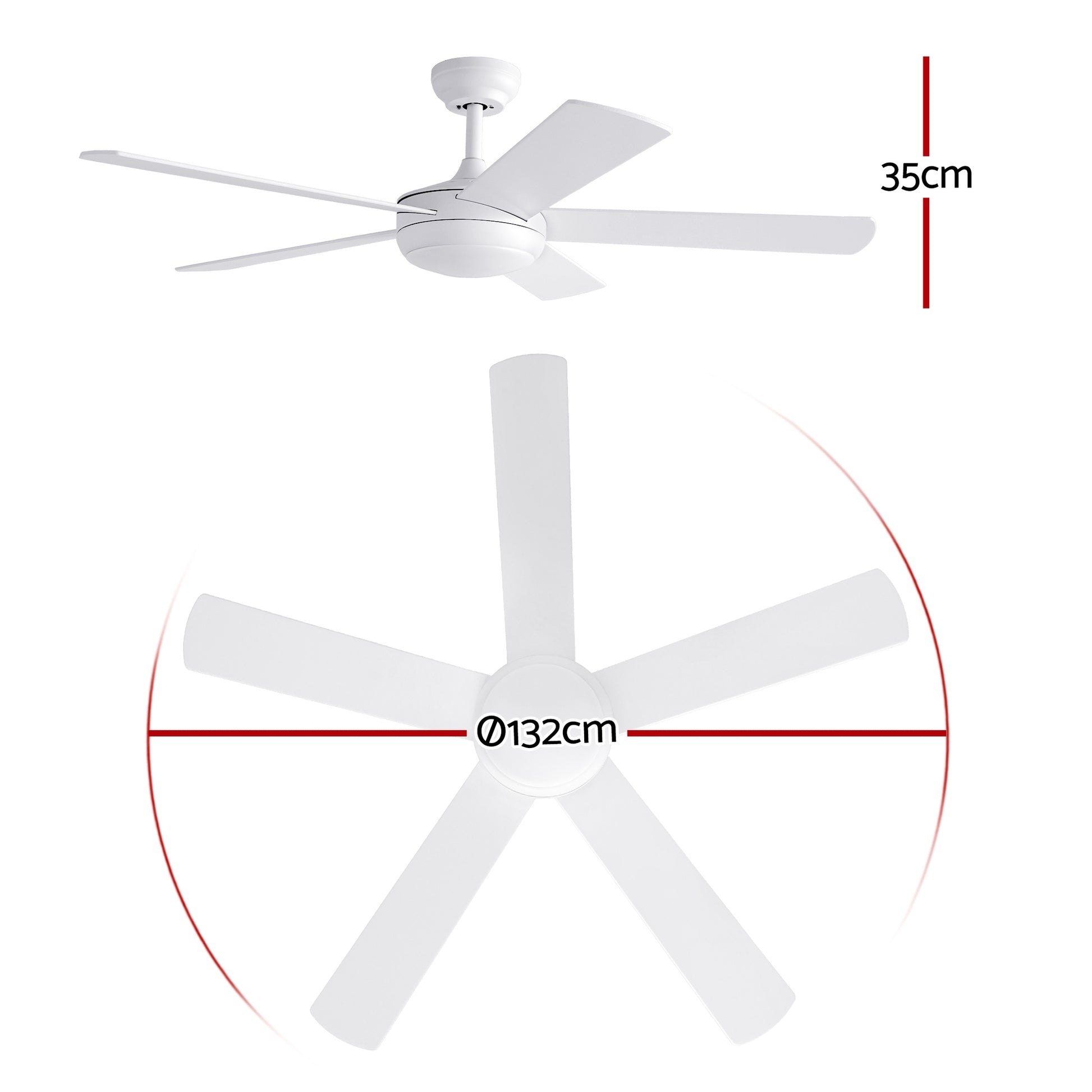 Devanti 52'' Ceiling Fan 5 Blades DC Motor w/Light w/Remote White - Image 2