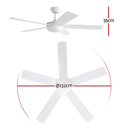 Devanti 52'' Ceiling Fan 5 Blades DC Motor w/Light w/Remote White - Image 2