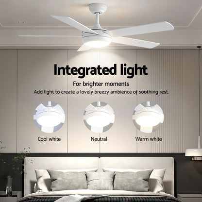 Devanti 52'' Ceiling Fan 5 Blades DC Motor w/Light w/Remote White - Image 4