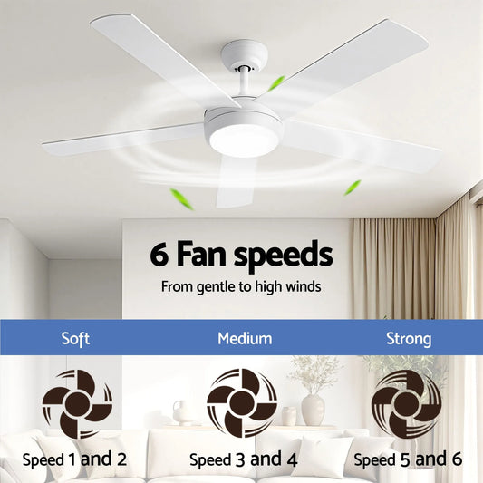 Devanti 52'' Ceiling Fan 5 Blades DC Motor w/Light w/Remote White - Image 6