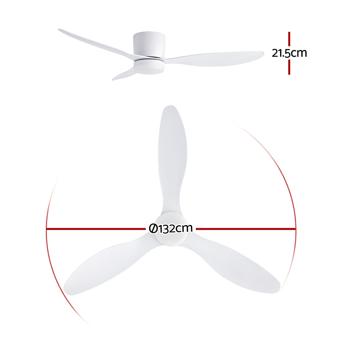 Devanti 52'' Ceiling Fan 3 Blades DC Motor w/Light w/Remote White - Image 2