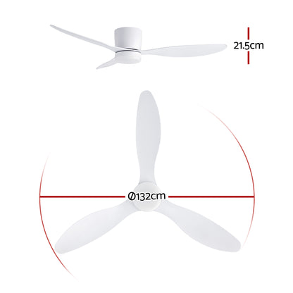 Devanti 52'' Ceiling Fan 3 Blades DC Motor w/Light w/Remote White - Image 2
