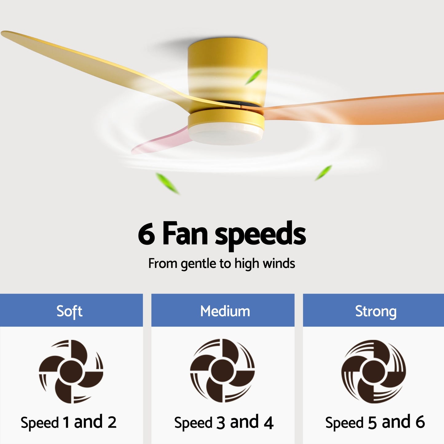 Devanti 52'' Ceiling Fan 3 Blades DC Motor w/Light w/Remote Yellow Pink Orange - Image 6