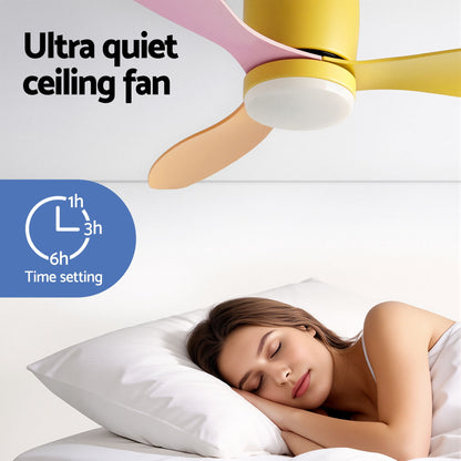 Devanti 52'' Ceiling Fan 3 Blades DC Motor w/Light w/Remote Yellow Pink Orange - Image 8