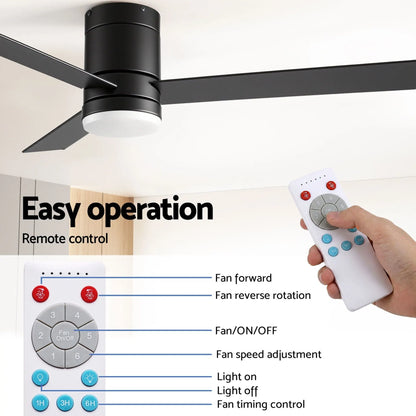 Devanti 52'' Ceiling Fan 3 Blades Double-sided DC Motor w/Light w/Remote Light Wood and bLack - Image 7