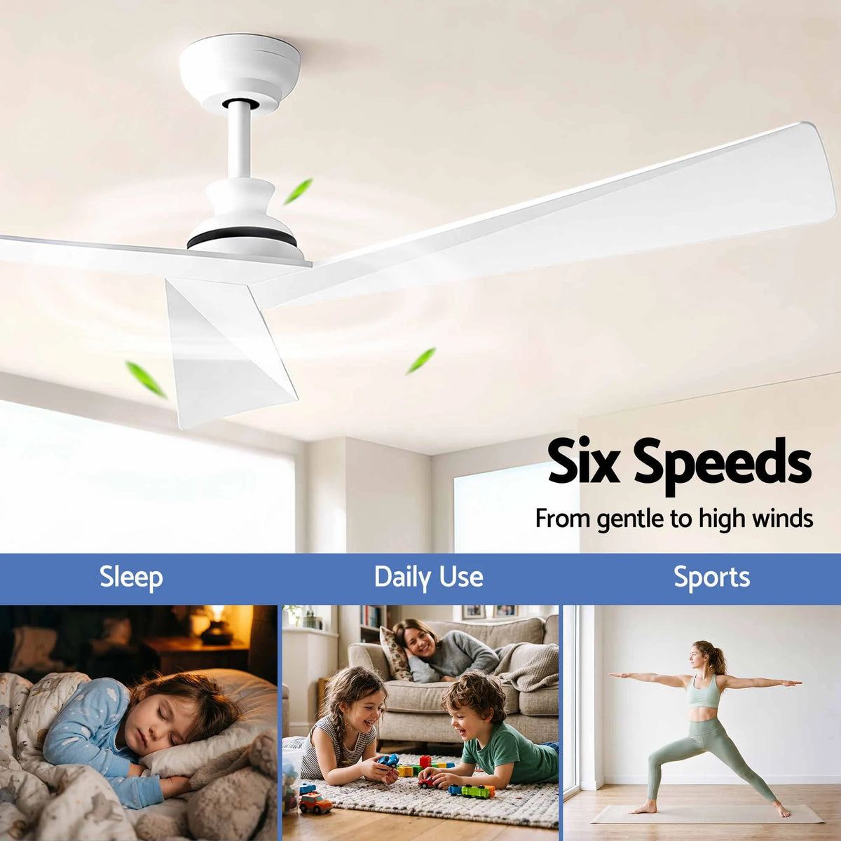 Devanti 52" Ceiling Fan Modern Minimalism 3 Blades 6 Speeds DC Motor Remote - Image 4