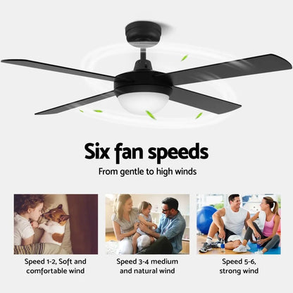Devanti 52'' Ceiling Fan DC Motor w/Light w/Remote - Black - Image 4