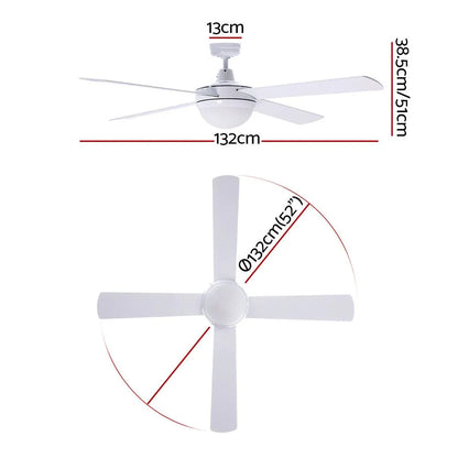 Devanti 52'' Ceiling Fan DC Motor w/Light w/Remote - White - Image 2