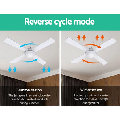 Devanti 52'' Ceiling Fan DC Motor w/Light w/Remote - White - Image 4