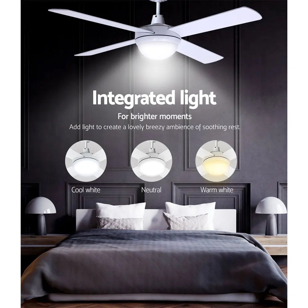 Devanti 52'' Ceiling Fan DC Motor w/Light w/Remote - White - Image 5