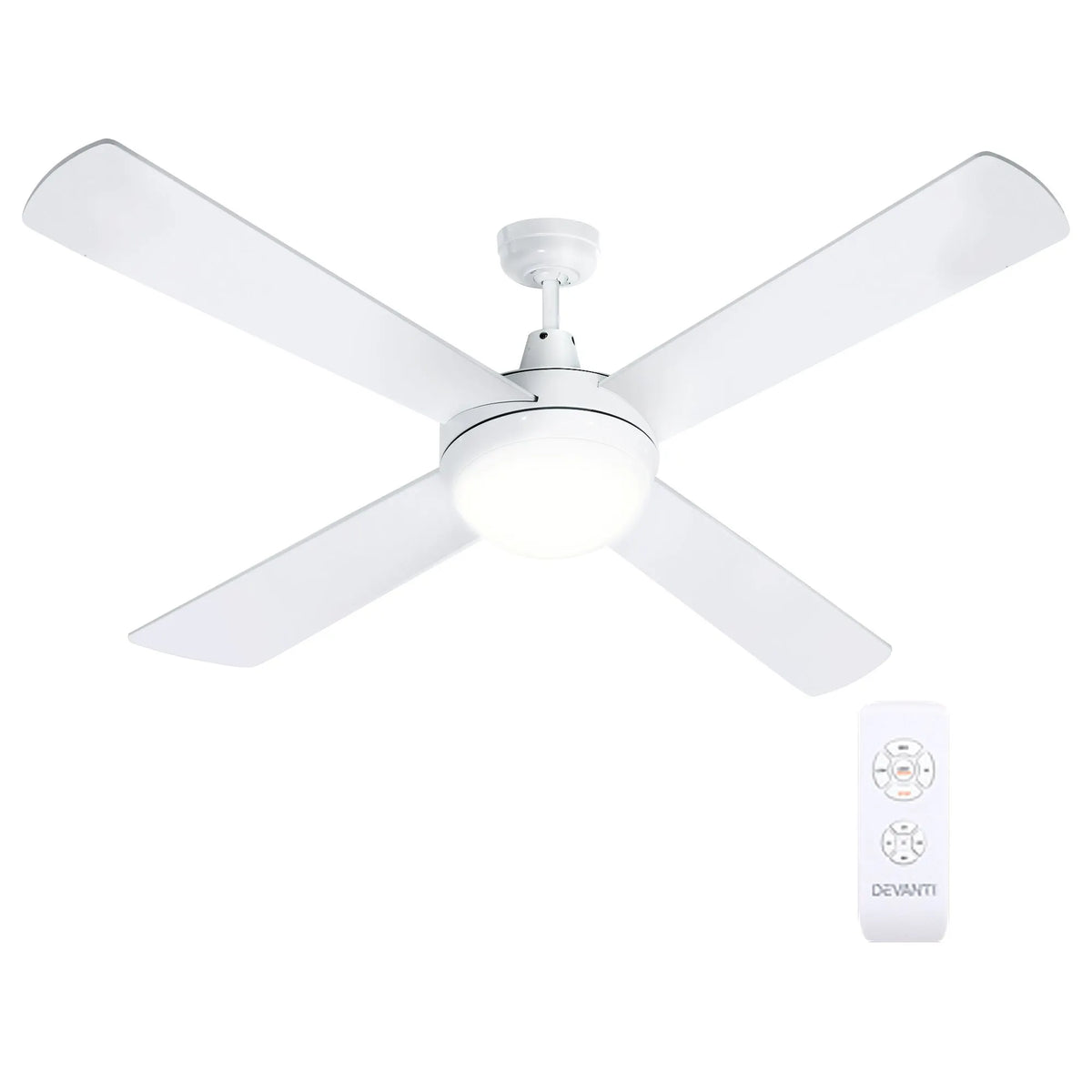 Devanti 52'' Ceiling Fan DC Motor w/Light w/Remote - White - Image 6