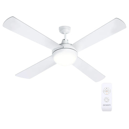 Devanti 52'' Ceiling Fan DC Motor w/Light w/Remote - White - Image 6