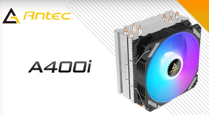 Antec A400i RGB , 72 CFM, 4 Direct Heat-Pipes, 120mm PWM RGB Fan,1700, 115X, 1200, 2011, AM3, AM3...