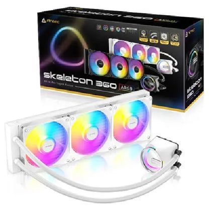 Antec Skeleton 360 ARGB-WHITE, All-in-One Liquid Cooler, 360mm, PWM ARGB fans, 2000RPM, 72.29CFM,...