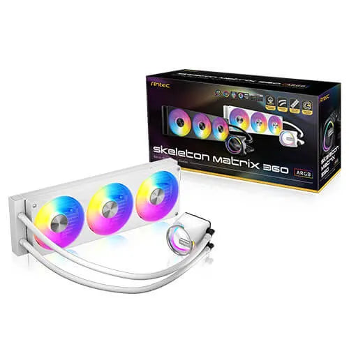 Antec Skeleton Matrix 360 ARGB - White, 360mm AIO, ARGB, 2400RPM, 74.23 CFM, 2.6mmH₂O, Intel/AMD,...