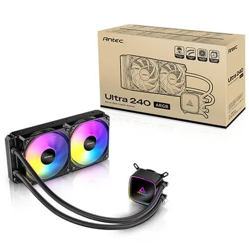 Antec Ultra 240 ARGB, 240mm AIO, ARGB PWM fans, 1800RPM, 67.62 CFM, 2.09mmH₂O, Intel/AMD, 2-Year...
