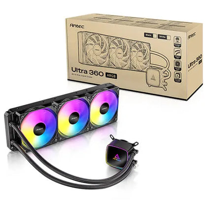 Antec Ultra 360 ARGB - Black, 360mm AIO, ARGB PWM fans, 1800RPM, 67.62 CFM, 2.09mmH₂O, Intel/AMD,...