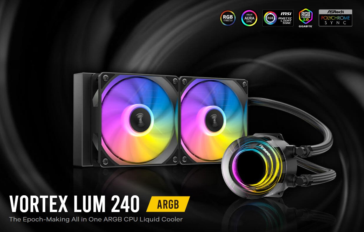 Antec Vortex Lum 240 ARGB The Epoch-Making All in One ARGB CPU Liquid Cooler (LS) - Fan  Cooling...