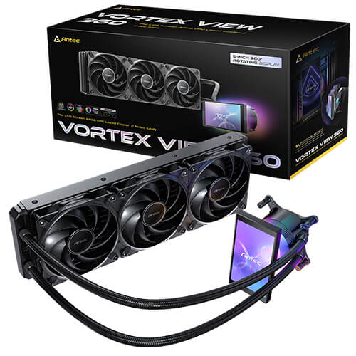 Antec Vortex View 360, 360mm AIO, Intel LGA115X/1200/1700/1851, AMD AM4/AM5, 3x120mm PWM fans, 20...