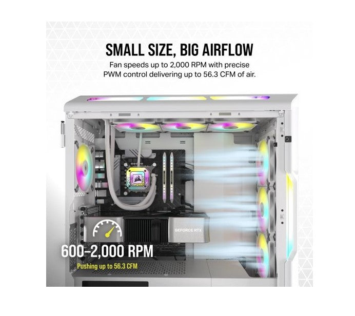 Corsair AF SLIM Series, AF120 RGB SLIM WHITE, 120mmx15mm Fluid Dynamic Bearing RGB PWM Fan, Dual... - Image 2