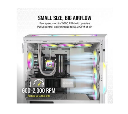 Corsair AF SLIM Series, AF120 RGB SLIM WHITE, 120mmx15mm Fluid Dynamic Bearing RGB PWM Fan, Dual... - Image 2