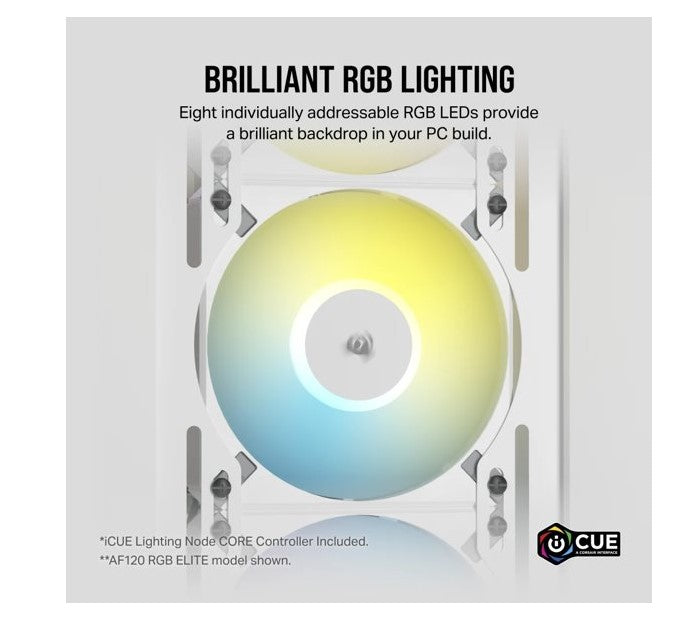 Corsair AF SLIM Series, AF120 RGB SLIM WHITE, 120mmx15mm Fluid Dynamic Bearing RGB PWM Fan, Dual... - Image 3