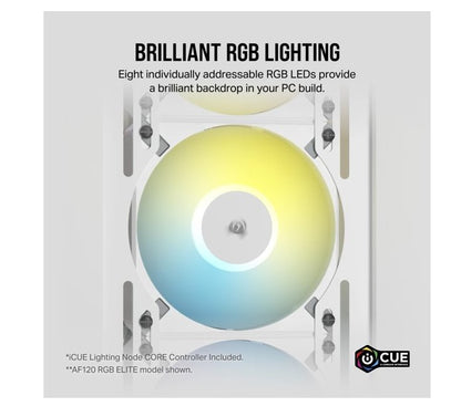 Corsair AF SLIM Series, AF120 RGB SLIM WHITE, 120mmx15mm Fluid Dynamic Bearing RGB PWM Fan, Dual... - Image 3