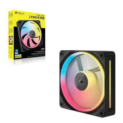 Corsair iCUE LINK LX120‑R RGB 120 mm PWM Reverse Fan Expansion Single Pack – Black: 66.7 CFM, 240...