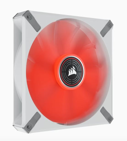 Corsair ML ELITE Series, ML140 LED ELITE WHITE, 140mm Magnetic Levitation Red LED Fan with AirGui...