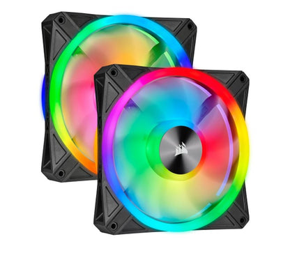 Corsair QL140 RGB Dual Fan Kit with Lighting Node Core, ICUE, 140mm RGB LED PWM Fan 26dBA, 50.2 C...