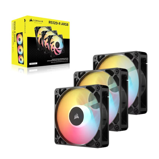 Corsair RS120-R ARGB 120mm PWM Reverse Fans Triple Pack - Black, 3x RGB Fans, 2100 RPM, 65.82 CFM...