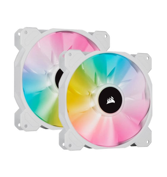 Corsair White SP140 RGB ELITE, 140mm RGB LED Fan with AirGuide, 68 CFM, Dual Pack with Lighting N... - Image 2