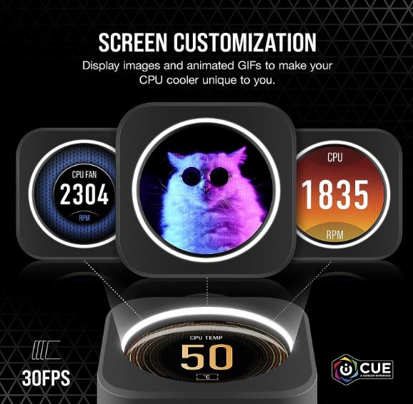 Corsair iCUE ELITE CPU Cooler LCD Display Upgrade Kit transforms your CORSAIR ELITE CAPELLIX CPU... - Image 3