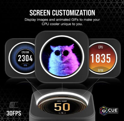 Corsair iCUE ELITE CPU Cooler LCD Display Upgrade Kit transforms your CORSAIR ELITE CAPELLIX CPU... - Image 3