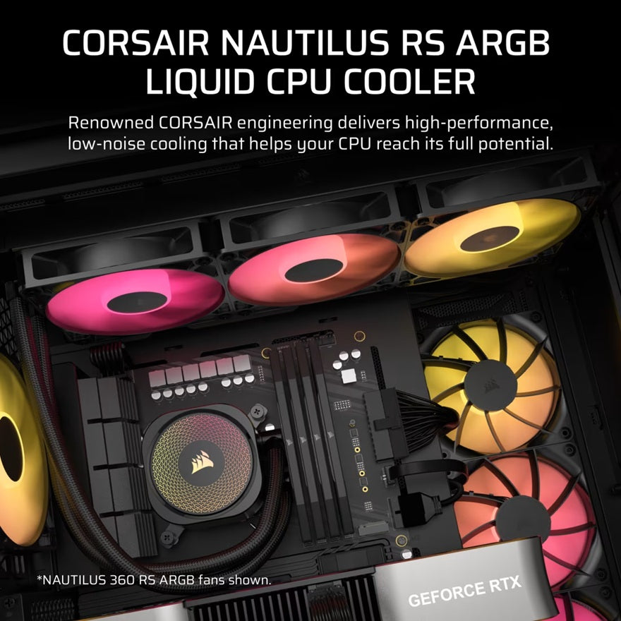 Corsair NAUTILUS 240 RS ARGB Liquid CPU Cooler - Black 240mm Rad, 2x PWM fans, RGB, Copper Cold P... - Image 4