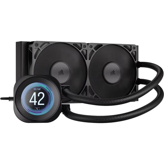 Corsair NAUTILUS 240 RS LCD Liquid CPU Cooler - Black, 240mm rad, LCD pump, 2x PWM fans, 2100 RPM...