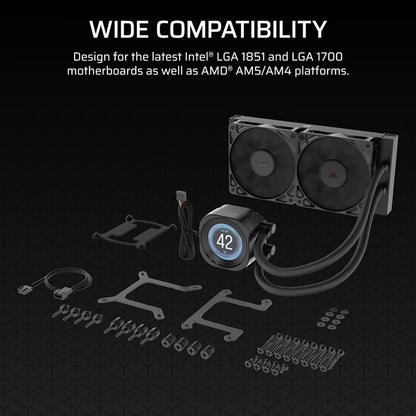 Corsair NAUTILUS 240 RS LCD Liquid CPU Cooler - Black, 240mm rad, LCD pump, 2x PWM fans, 2100 RPM... - Image 2