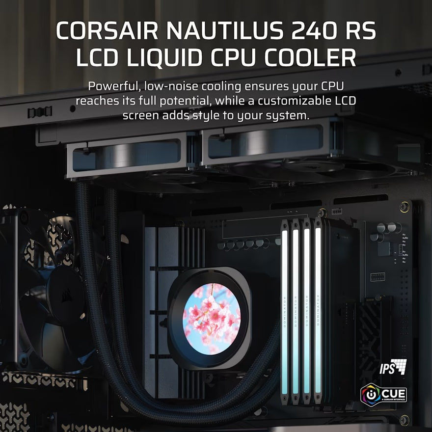 Corsair NAUTILUS 240 RS LCD Liquid CPU Cooler - Black, 240mm rad, LCD pump, 2x PWM fans, 2100 RPM... - Image 3
