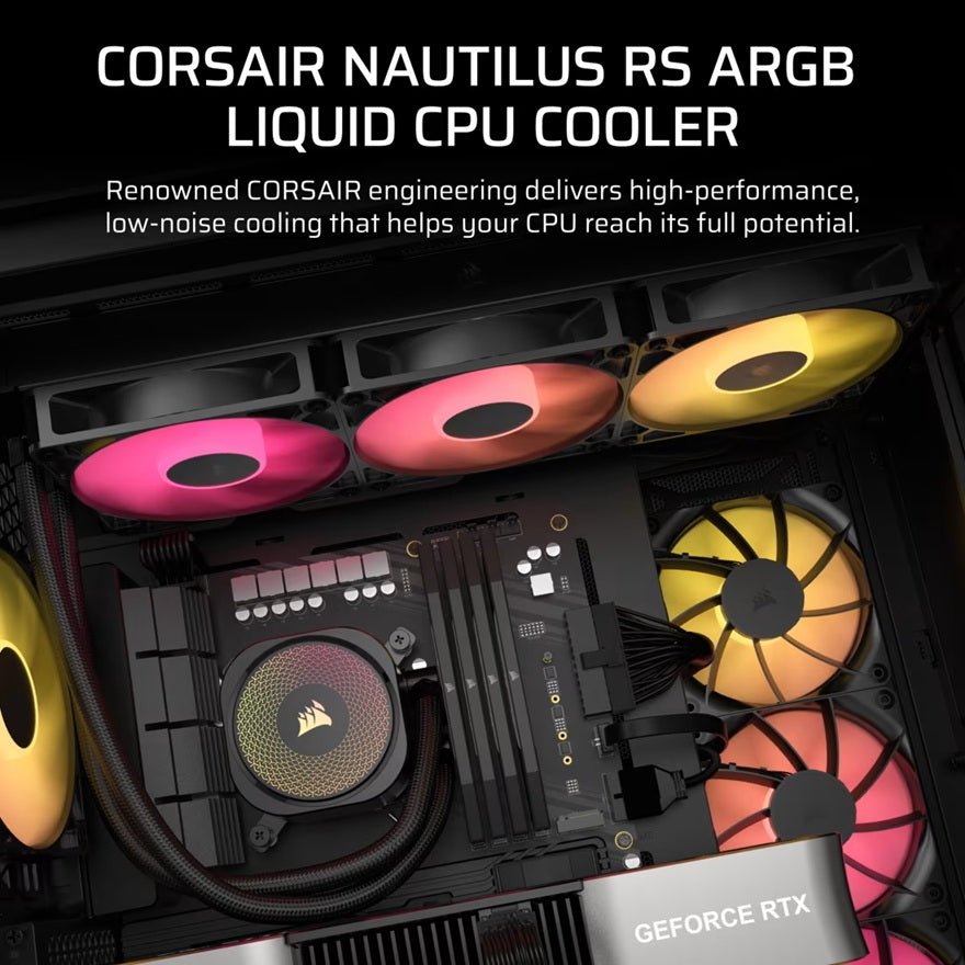 Corsair NAUTILUS 360 RS ARGB Liquid CPU Cooler, Aluminum Rad, Copper Cold Plate, PWM Fan Control,... - Image 4