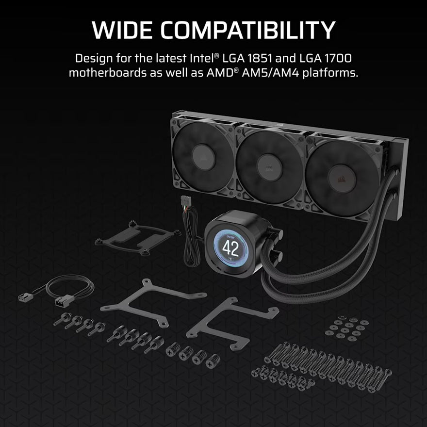 Corsair NAUTILUS 360 RS LCD Liquid CPU Cooler - Black, 360mm rad, LCD pump, 3x PWM fans, 2100 RPM... - Image 3