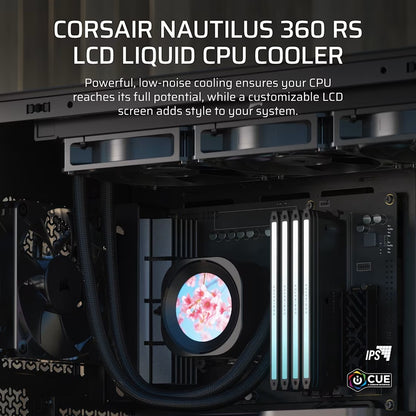 Corsair NAUTILUS 360 RS LCD Liquid CPU Cooler - Black, 360mm rad, LCD pump, 3x PWM fans, 2100 RPM... - Image 4