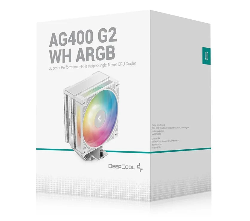DeepCool AG400 ARGB G2 WH Superior Performance 4 Heatpipe Single Tower CPU Cooler - Fan  Cooling...