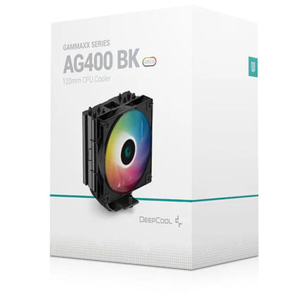 DeepCool AG400 Black ARGB Single Tower CPU Cooler, TDP 220W,120mm Static ARGB Fan, 4 Direct-Touch Copper Heat Pipes,LGA1851/1700/1200/115X/AM5/AM4