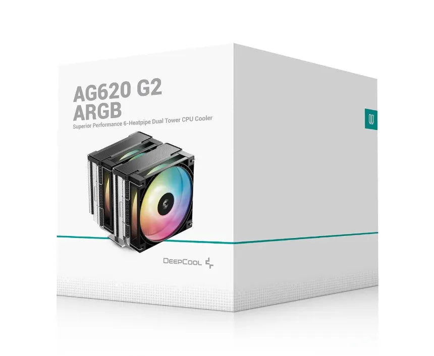 DeepCool AG620 ARGB G2 Dual-Tower CPU Cooler, 2x 120mm Fan, 6 Copper Heat Pipes, Intel LGA2066/20...