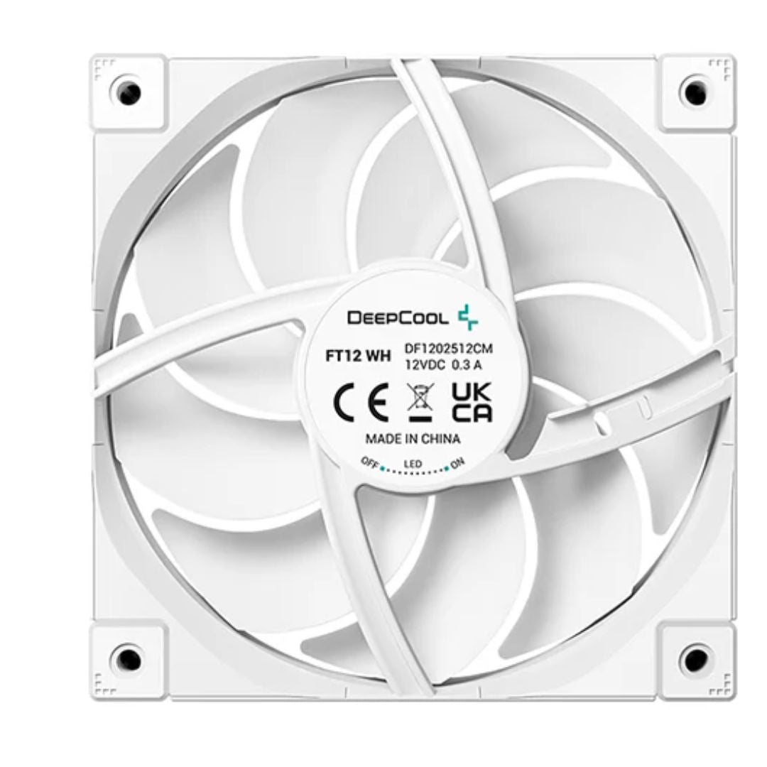 DeepCool FD12(3IN1) WH 120mm Case Fans, 4-pin PWM, 400~2050 RPM, Hydro Bearing