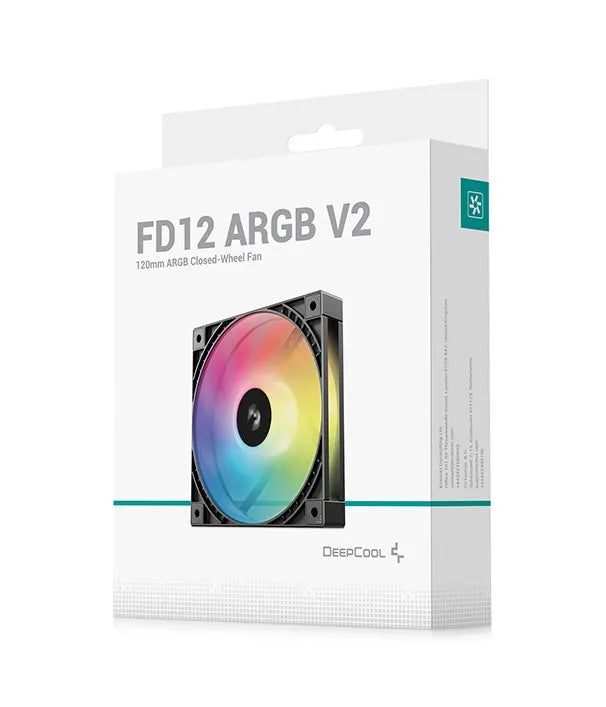 DeepCool FD12 ARGB V2 120mm Integral Blade Silent Ring Case Fans, 4-Pin PWM, 3-Pin 5V ARGB, Hydro...